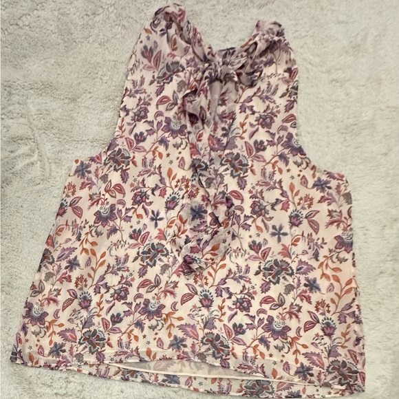 CeCe Women's Sleeveless Dressy Top - Pink with White flowers Size Large NWT - Picture 3 of 5